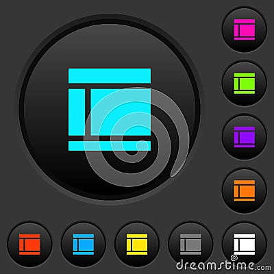 Two columned web layout dark push buttons with color icons Stock Photo