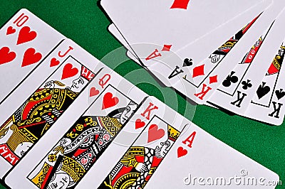 Two combinations of playing cards Stock Photo