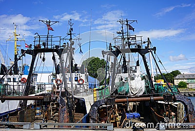 Fishing ships in the port of Liepaja, Latvia Editorial Stock Photo