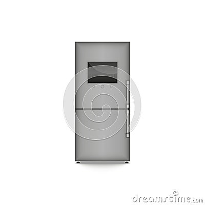 Two-compartment closed refrigerator in metallic color with a large monitor concept, realistic 3d vector model isolated on white Vector Illustration