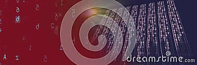 Two computer codes processing against black and gradient background, program coding concept Stock Photo