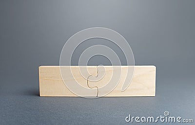 Two connected puzzles. Concept of integrity and completeness. Arrangement and deal contract. Task completion, successful Stock Photo