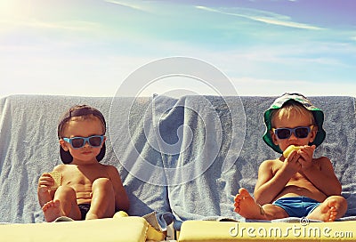 Two cool boys sunbathing Stock Photo