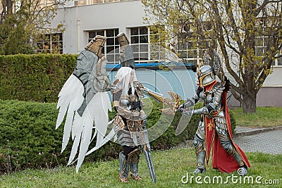 Two cosplayers dressed as the characters Uriel and Haven Paladin Editorial Stock Photo