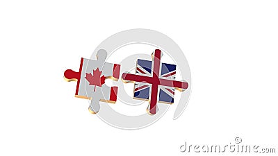 White for Put the Puzzle to Canada and British Flag Stock Photo
