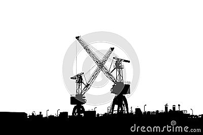 Two cranes in the port Stock Photo