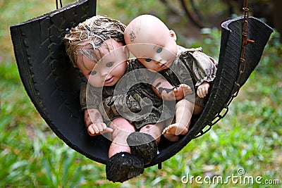 Creepy Old Baby Dolls Stock Photo