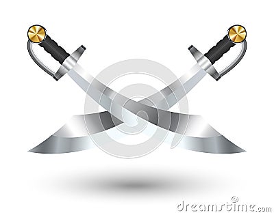 Two Cross Pirate Sword on a white background Vector Illustration