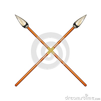 Two crossed ancient spears Vector Illustration