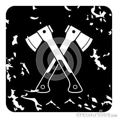 Two crossed axes icon, grunge style Vector Illustration
