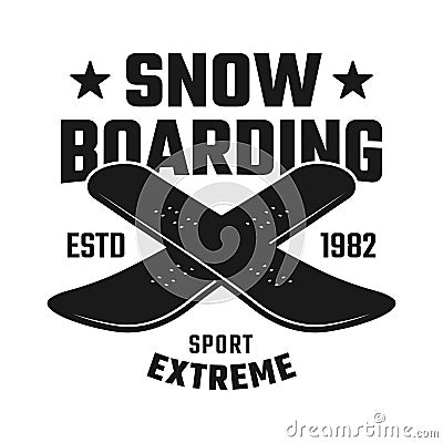Two crossed boards emblem for snowboarding club Vector Illustration