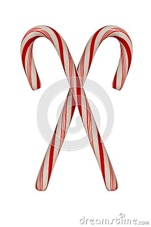 Two crossed candy canes on white Stock Photo