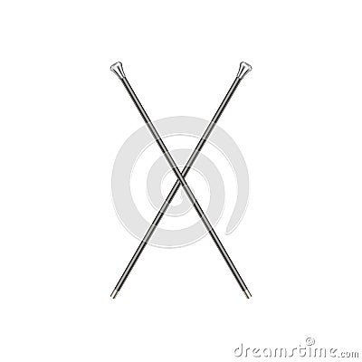 Two crossed elegant walking sticks Vector Illustration