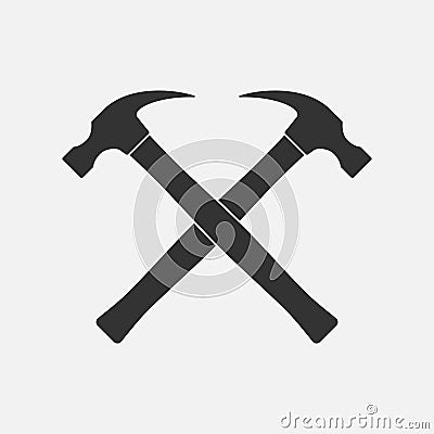 Two crossed hammers graphic sign Cartoon Illustration