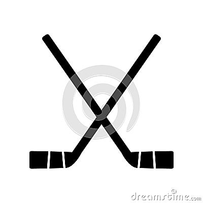 Two crossed hockey sticks. Cartoon Illustration