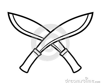 Two crossed Kukri knives Vector Illustration