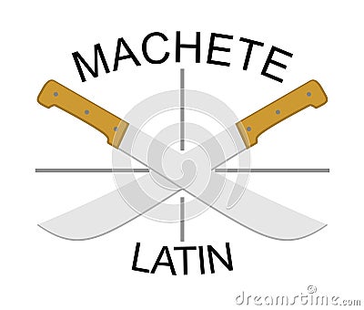 two crossed machetes on white. leaver or machete or golok is a traditional weapon. For poster, banner, web, t-shirt Vector Illustration