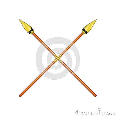 Two crossed spears with golden tip Vector Illustration