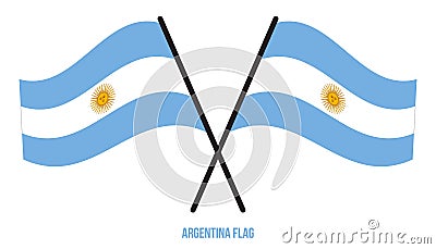 Two Crossed Waving Argentina Flag On Isolated White Background. Argentina Flag Vector Illustration Vector Illustration