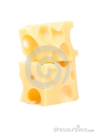 Two cubes of cheese Stock Photo