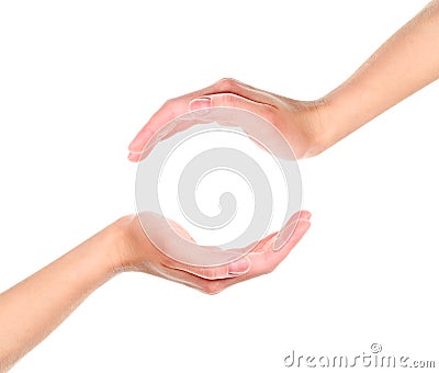 Two cupped hands Stock Photo