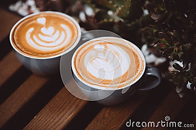 Two cups of cappuccino Stock Photo