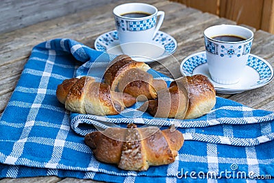 Tasty and fresh homemade croissants. Stock Photo