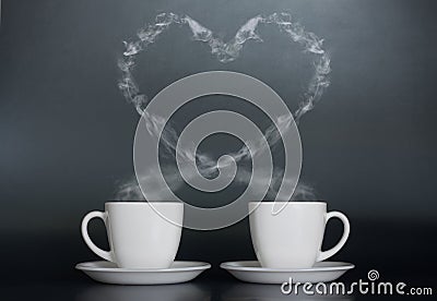 Two cups of coffee with love Stock Photo