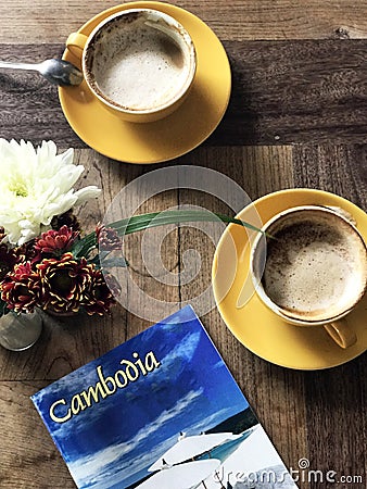 A cup of coffee somewhere in Cambodia Stock Photo