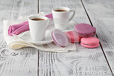 Two cups of freshly brewed espresso coffee Stock Photo