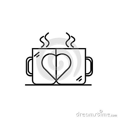 Two cups with a heart icon Stock Photo