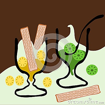 Two cups in vintage style Vector Illustration