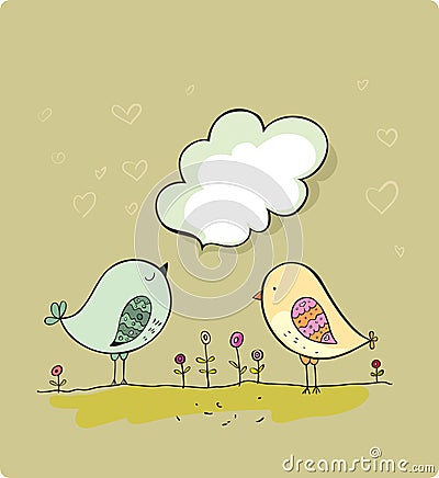 Two cute birds Vector Illustration