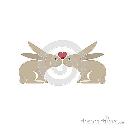 Two cute bunnies in love Vector Illustration