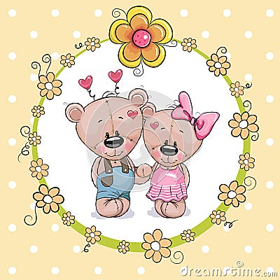 Two cute Cartoon Bears Vector Illustration