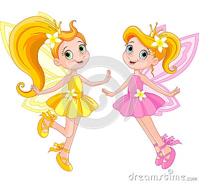 Two cute fairies Vector Illustration