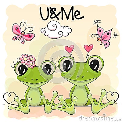 Two Cute Frog Vector Illustration