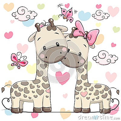 Two cute giraffes Vector Illustration