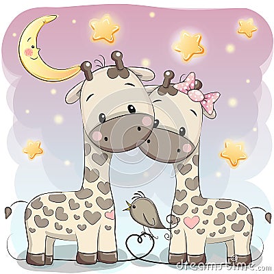 Two cute giraffes Vector Illustration