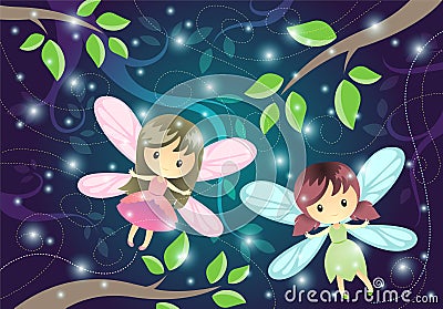 Two Cute Little Fairies Stock Photo