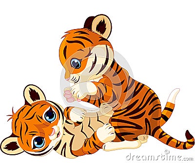 Cute playful tiger cub Vector Illustration