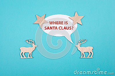 Two cute reindeers talking to each other, speech bubble with copy space, christmas greetings Stock Photo