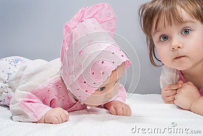 Two cute sisters Stock Photo