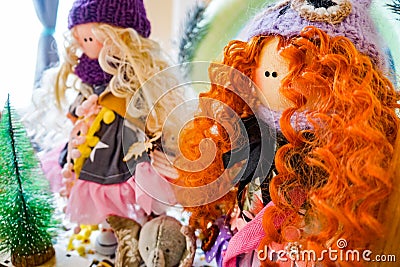 Red hair tilda doll Stock Photo