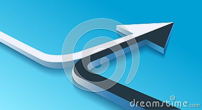 Two 3d arrows merging Vector Illustration