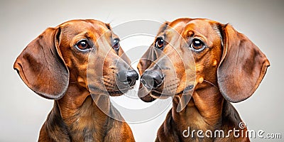 Two Dachshund Dogs look at each other AI-Generated Content Stock Photo