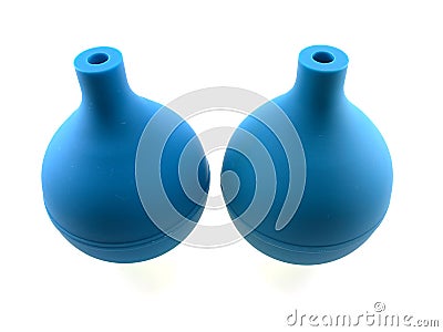 Two dark blue rubber enemas Stock Photo