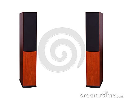 Two dark cherry front loudspeakers Stock Photo