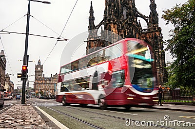 Two-deck bus in Edinburgh, Scotland Stock Photo