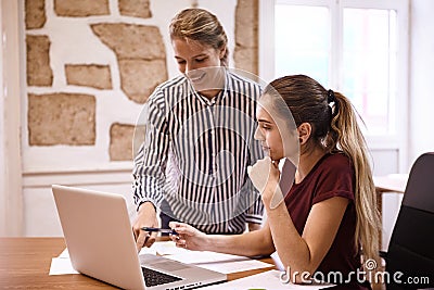 Two dedicated business women in conference Stock Photo